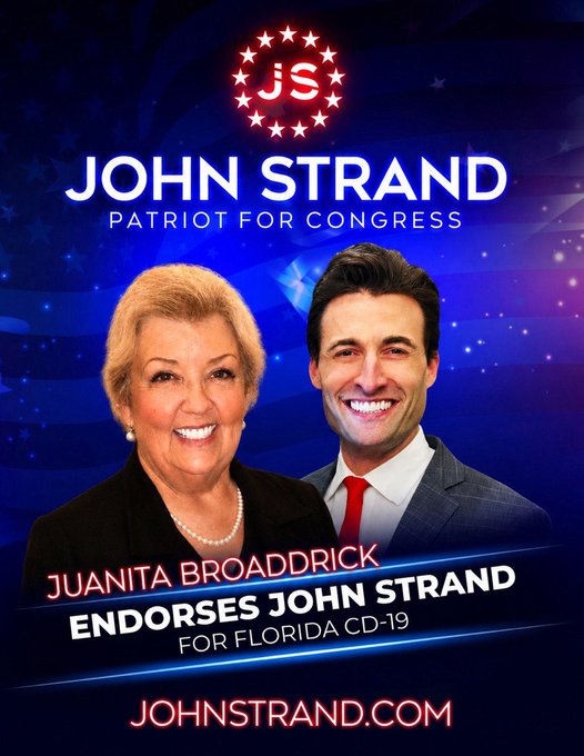Juanita Broaddrick endorses John Strand